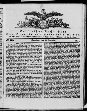 Berlinische Nachrichten von Staats- und gelehrten Sachen vom 23.09.1837