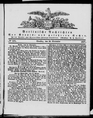 Berlinische Nachrichten von Staats- und gelehrten Sachen vom 26.09.1837