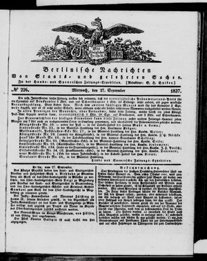 Berlinische Nachrichten von Staats- und gelehrten Sachen vom 27.09.1837