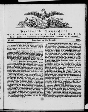 Berlinische Nachrichten von Staats- und gelehrten Sachen vom 28.09.1837