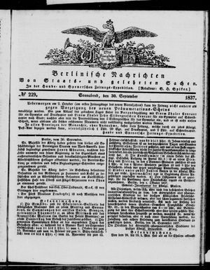 Berlinische Nachrichten von Staats- und gelehrten Sachen vom 30.09.1837