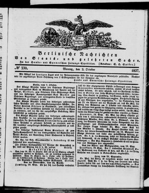 Berlinische Nachrichten von Staats- und gelehrten Sachen vom 02.10.1837