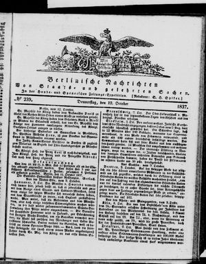 Berlinische Nachrichten von Staats- und gelehrten Sachen vom 12.10.1837