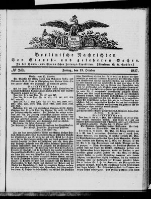 Berlinische Nachrichten von Staats- und gelehrten Sachen on Oct 13, 1837