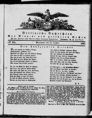 Berlinische Nachrichten von Staats- und gelehrten Sachen vom 14.10.1837