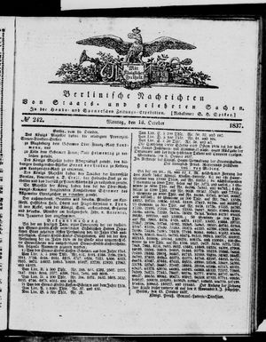 Berlinische Nachrichten von Staats- und gelehrten Sachen vom 16.10.1837