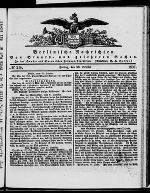 Berlinische Nachrichten von Staats- und gelehrten Sachen vom 20.10.1837