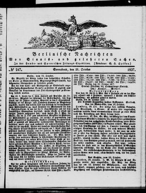 Berlinische Nachrichten von Staats- und gelehrten Sachen vom 21.10.1837