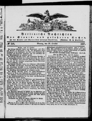 Berlinische Nachrichten von Staats- und gelehrten Sachen vom 23.10.1837