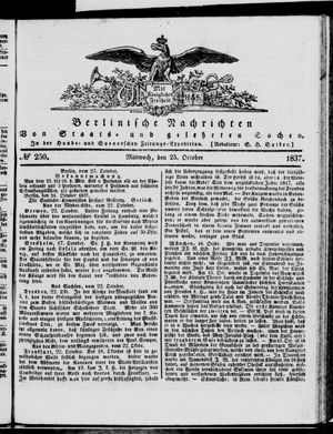 Berlinische Nachrichten von Staats- und gelehrten Sachen vom 25.10.1837