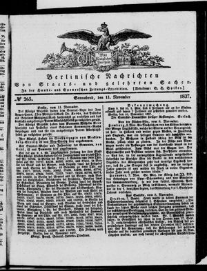 Berlinische Nachrichten von Staats- und gelehrten Sachen vom 11.11.1837