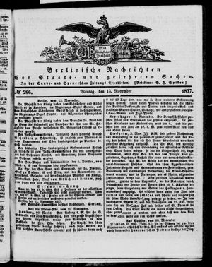 Berlinische Nachrichten von Staats- und gelehrten Sachen vom 13.11.1837