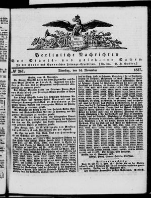 Berlinische Nachrichten von Staats- und gelehrten Sachen vom 14.11.1837