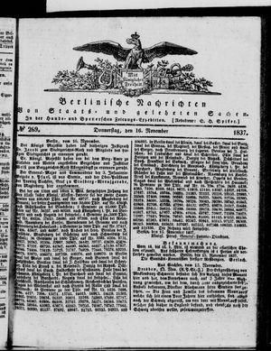 Berlinische Nachrichten von Staats- und gelehrten Sachen vom 16.11.1837