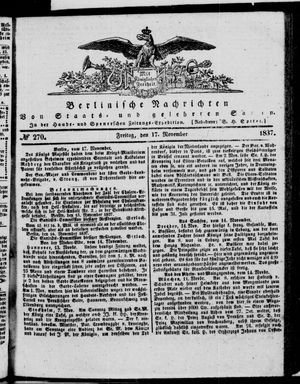 Berlinische Nachrichten von Staats- und gelehrten Sachen vom 17.11.1837