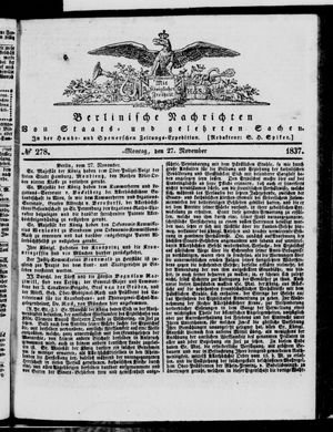 Berlinische Nachrichten von Staats- und gelehrten Sachen vom 27.11.1837