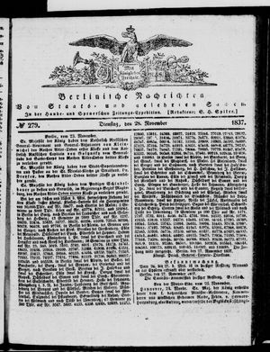 Berlinische Nachrichten von Staats- und gelehrten Sachen vom 28.11.1837