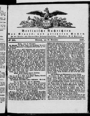 Berlinische Nachrichten von Staats- und gelehrten Sachen vom 29.11.1837