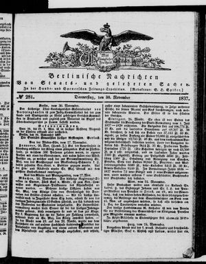 Berlinische Nachrichten von Staats- und gelehrten Sachen vom 30.11.1837