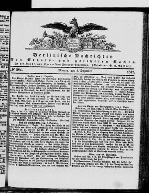 Berlinische Nachrichten von Staats- und gelehrten Sachen vom 04.12.1837