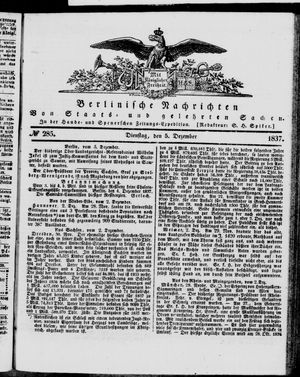 Berlinische Nachrichten von Staats- und gelehrten Sachen vom 05.12.1837