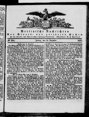 Berlinische Nachrichten von Staats- und gelehrten Sachen vom 15.12.1837