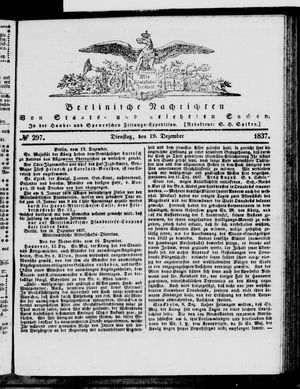 Berlinische Nachrichten von Staats- und gelehrten Sachen vom 19.12.1837