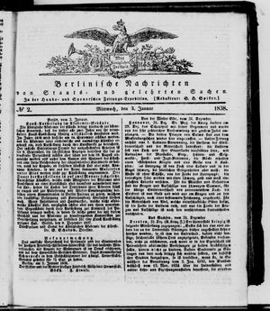 Berlinische Nachrichten von Staats- und gelehrten Sachen vom 03.01.1838