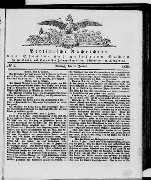 Berlinische Nachrichten von Staats- und gelehrten Sachen vom 08.01.1838