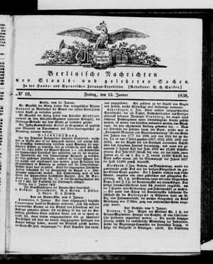 Berlinische Nachrichten von Staats- und gelehrten Sachen vom 12.01.1838