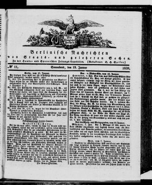 Berlinische Nachrichten von Staats- und gelehrten Sachen vom 13.01.1838