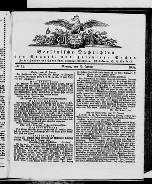 Berlinische Nachrichten von Staats- und gelehrten Sachen on Jan 15, 1838