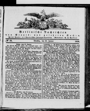 Berlinische Nachrichten von Staats- und gelehrten Sachen vom 23.01.1838