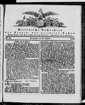 Berlinische Nachrichten von Staats- und gelehrten Sachen on Jan 27, 1838