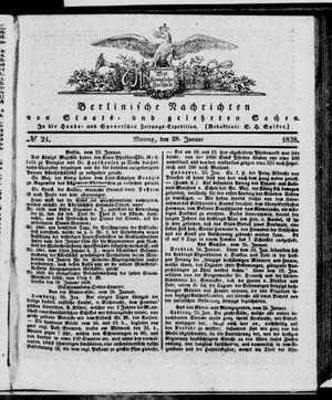 Berlinische Nachrichten von Staats- und gelehrten Sachen vom 29.01.1838