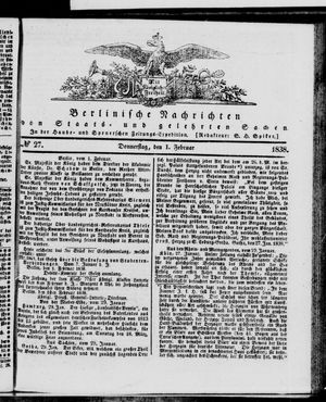 Berlinische Nachrichten von Staats- und gelehrten Sachen on Feb 1, 1838