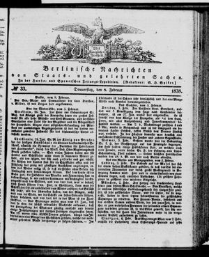 Berlinische Nachrichten von Staats- und gelehrten Sachen vom 08.02.1838