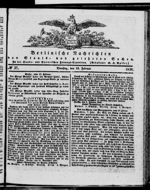 Berlinische Nachrichten von Staats- und gelehrten Sachen on Feb 13, 1838