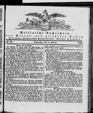 Berlinische Nachrichten von Staats- und gelehrten Sachen vom 15.02.1838