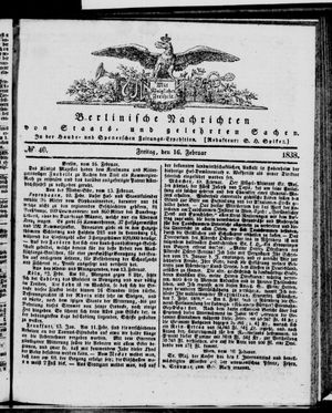 Berlinische Nachrichten von Staats- und gelehrten Sachen vom 16.02.1838