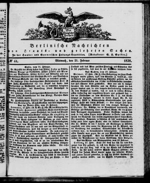 Berlinische Nachrichten von Staats- und gelehrten Sachen vom 21.02.1838