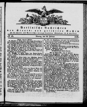 Berlinische Nachrichten von Staats- und gelehrten Sachen vom 26.02.1838