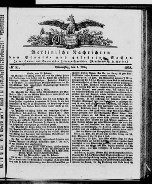 Berlinische Nachrichten von Staats- und gelehrten Sachen on Mar 1, 1838
