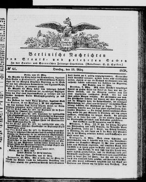 Berlinische Nachrichten von Staats- und gelehrten Sachen on Mar 13, 1838