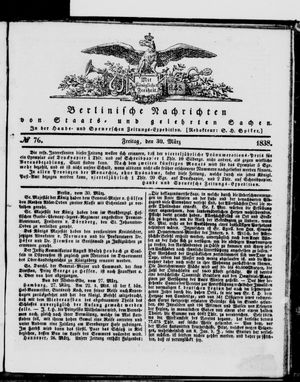 Berlinische Nachrichten von Staats- und gelehrten Sachen vom 30.03.1838