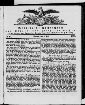 Berlinische Nachrichten von Staats- und gelehrten Sachen vom 09.04.1838