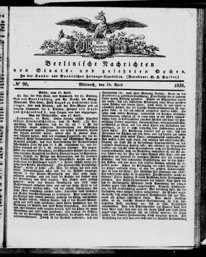 Berlinische Nachrichten von Staats- und gelehrten Sachen vom 18.04.1838