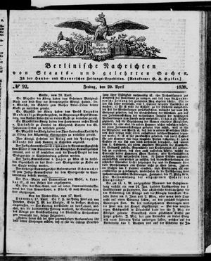 Berlinische Nachrichten von Staats- und gelehrten Sachen vom 20.04.1838
