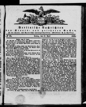 Berlinische Nachrichten von Staats- und gelehrten Sachen vom 27.04.1838