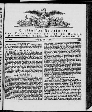Berlinische Nachrichten von Staats- und gelehrten Sachen on May 1, 1838
